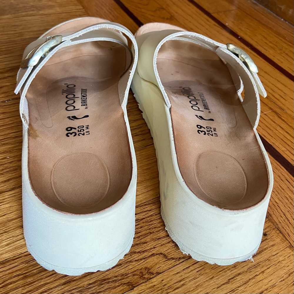 Almina Ecru Leather Two-Strap Sandals - Papillio by Birkenstock Slides - Picture 3 of 7
